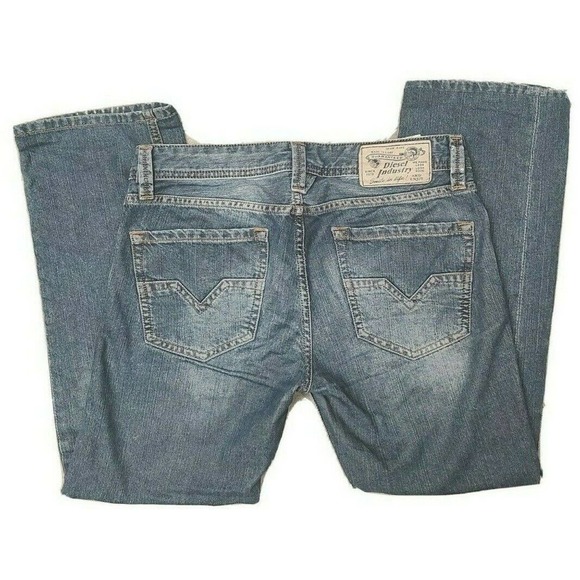 Diesel Men's Larkee Regular Straight Button Fly Blue Denim Jeans Size 32 - Picture 3 of 5